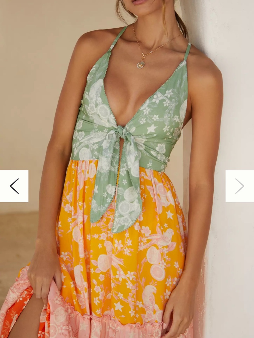 Agua Bendita Fairy Mita Maxi Dress | Patchwork Bird & Citrus Print | Size M - Picture 3 of 16